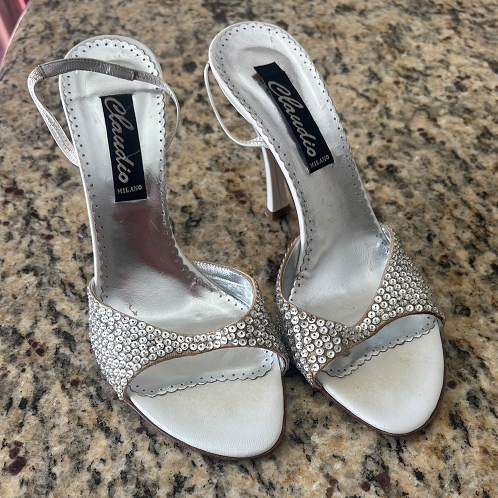 Milano Silver Rhinestone Heels for Formal Events